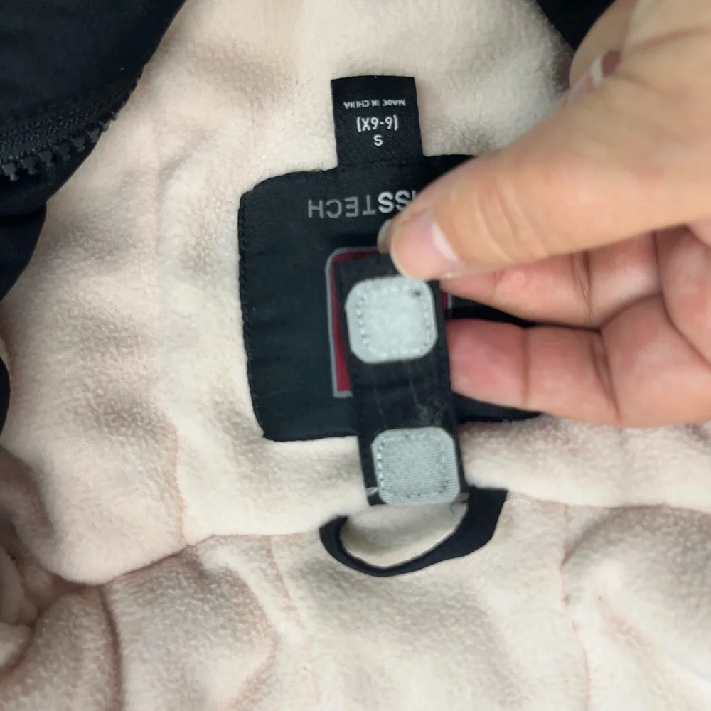 SWISS TECH GIRLS COAT WITH HOOD SZ S 6-6X BLACK/WHITE PINK FLEECE‎ LINING